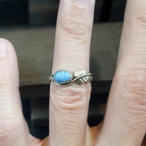 Size 5.75 Sterling Silver Native Style Blue Aventurine Stone Ring